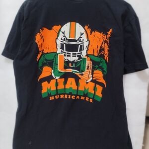Miami Hurricanes Black  t Shirt, Canes "U" On Front,Canes Graffics On Back
